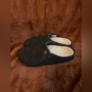 Birkenstock Zermatt Rivet Anthracite Shearling Wool Felt slippers in size 38